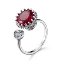 Кубическое цирконовое латунное кольцо, Латунь, покрытый платиной, ювелирные изделия моды & Женский & с кубическим цирконием, продается PC