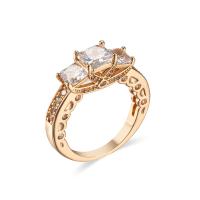 Кубическое цирконовое латунное кольцо, Латунь, 18K позолоченный, разный размер для выбора & Женский & с кубическим цирконием, Золотой, продается PC