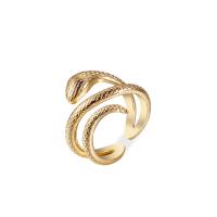 Палец кольцо-латунь, Латунь, Змея, плакирован золотом, ювелирные изделия моды & Мужская, Золотой, 17mm, продается PC