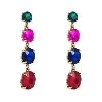 Zinc Alloy Rhinestone Drop Earring, with Glass Rhinestone, fashion jewelry & for woman, multi-colored 