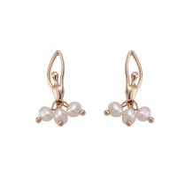 Freshwater Pearl Brass Earring, with Freshwater Pearl, Girl, Plating champagne gold, fashion jewelry & for woman, Champagne 