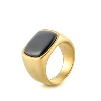 Titanium Steel Finger Ring, with Natural Stone, Vacuum Ion Plating & for man 
