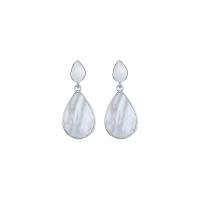 White Shell Earrings, 925 Sterling Silver, with Shell, Teardrop, plated, fashion jewelry & for woman 