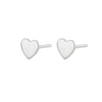 Sterling Silver Stud Earring, 925 Sterling Silver, Heart, platinum plated, fashion jewelry & for woman, original color 