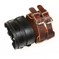 Cowhide Bracelets, with Iron, punk style & for man 50mm, 13mm Approx 10.8 Inch 
