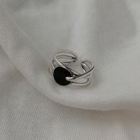 925 Sterling Silver Cuff Finger Ring, Round, vintage & adjustable & for woman, US Ring 