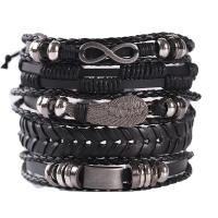 Cowhide Bracelets, with Zinc Alloy, Wing Shape, 5 pieces & Unisex Approx 5.5-6.7 Inch 