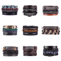Cowhide Bracelets, with PU Leather & Zinc Alloy, multilayer & Unisex Approx 7 Inch 