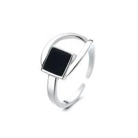 Zirkonia Messing Finger Ring, Quadrat, plattiert, einstellbar & Micro pave Zirkonia & für Frau, keine, 16.5mm, verkauft von PC
