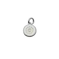 Sterling Silver Pendants, 925 Sterling Silver, Flat Round, with flower pattern 