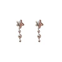 Zinc Alloy Rhinestone Drop Earring, Star, fashion jewelry & for woman & with rhinestone, silver color 