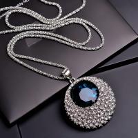 Rhinestone Zinc Alloy Necklace, silver color plated, fashion jewelry & for woman & with rhinestone, 43mm Approx 28.74 Inch 