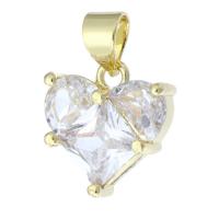 Cubic Zirconia Brass Pendants, Heart, gold color plated, fashion jewelry & DIY & micro pave cubic zirconia & for woman, golden Approx 3mm 