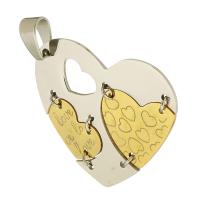 pendentifs de cœur en inox , Acier inoxydable 316, coeur, Placage sous vide, bijoux de mode & DIY & pour femme, deux couleurs différentes Environ 7mm, Vendu par PC