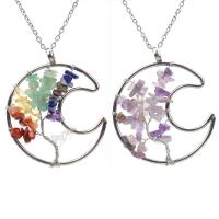 Tree Of Life Necklace, Natural Stone, with Brass & Zinc Alloy, Moon, silver color plated & for woman 50mm Approx 53 cm 