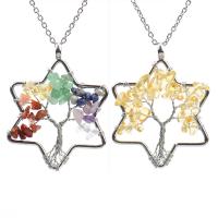 Tree Of Life Necklace, Natural Stone, with Brass & Zinc Alloy, Hexagram, silver color plated & for woman 50mm Approx 53 cm 
