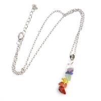 Gemstone Necklaces, Natural Stone, with Brass, silver color plated & for woman 40mm Approx 53 cm 