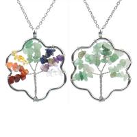 Tree Of Life Necklace, Natural Stone, with Brass & Zinc Alloy, Flower, silver color plated & for woman 50mm Approx 53 cm 