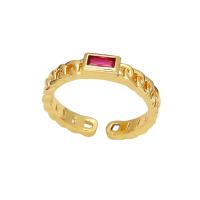 Zirkonia Messing Finger Ring, goldfarben plattiert, Micro pave Zirkonia & für Frau, keine, 4mm, verkauft von PC