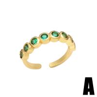 Cubic Zirconia Micro Pave Brass Finger Ring, gold color plated & micro pave cubic zirconia & for woman, green, 4mm 