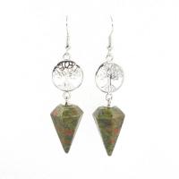 Gemstone Drop Earring, Zinc Alloy, with Gemstone, tree of life design & for woman 