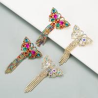 Fashion Fringe Earrings, Zinc Alloy, with Resin Rhinestone, Butterfly, fashion jewelry & for woman & with rhinestone 