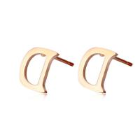 Stainless Steel Stud Earring, 316L Stainless Steel, Letter D, Vacuum Ion Plating, fashion jewelry & Unisex, rose gold color, 11mm,7mm 