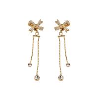 Fashion Fringe Earrings, Brass, Bowknot, plated, fashion jewelry & micro pave cubic zirconia & for woman 