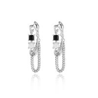 Zinc Alloy Rhinestone Drop Earring, silver color plated, fashion jewelry & for woman & with rhinestone, silver color, 70mm 