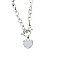 collar de aleación de Zinc de concha, con Nácar, Corazón, chapado en color de plata, Joyería & para mujer, plateado, longitud:aproximado 45 cm, Vendido por UD