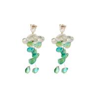 Crystal Drop Earring, with Zinc Alloy, gold color plated, fashion jewelry & for woman, Crystal Green, 36mm 
