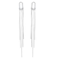 Fashion Fringe Earrings, 925 Sterling Silver, platinum plated, fashion jewelry & for woman, white 