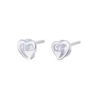 Sterling Silver Cubic Zirconia Earring, 925 Sterling Silver, Heart, plated, micro pave cubic zirconia & for woman 