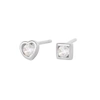 Sterling Silver Cubic Zirconia Earring, 925 Sterling Silver, irregular, plated, micro pave cubic zirconia & for woman 