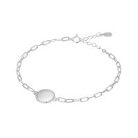 Sterling Silver Bracelets, 925 Sterling Silver, platinum plated, fashion jewelry & for woman, white, 190mm 