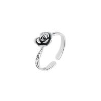 Sterling Silver Finger Ring, 925 Sterling Silver, Rose, Adjustable & for woman, original color 