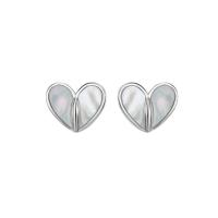 Sterling Silver Stud Earring, 925 Sterling Silver, with Shell, Heart, plated, fashion jewelry & for woman 