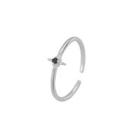 Цирконий Микро вымощает стерлингового серебра палец кольцо, 925 пробы, покрытый платиной, Регулируемый & инкрустированное микро кубического циркония & Женский, белый, продается PC