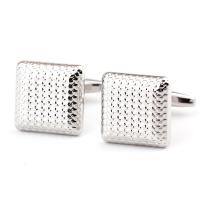 Brass Cufflinks, Square, platinum color plated, for man 