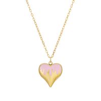 Stainless Steel Jewelry Necklace, 316L Stainless Steel, with 1.96inch extender chain, Heart, 18K gold plated, for woman & enamel Approx 15.9 Inch 