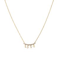 Cubic Zirconia Stainless Steel Necklace, 316L Stainless Steel, with 2.16inch extender chain, Alphabet Letter, 18K gold plated, micro pave cubic zirconia & for woman Approx 16.9 Inch 
