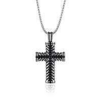 Stainless Steel Jewelry Necklace, 304 Stainless Steel, Cross, Vacuum Ion Plating, Unisex & with rhinestone Approx 20.07 Inch 