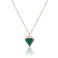 Malachite Beads Necklace, 304 Stainless Steel, with Malachite, Vacuum Ion Plating, for woman, rose gold color Approx 17.32 Inch 