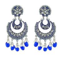 Zinc Alloy Rhinestone Drop Earring, with Plastic Pearl, plated, vintage & fashion jewelry & for woman & with rhinestone 80mm 