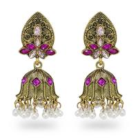 Zinc Alloy Rhinestone Drop Earring, with Plastic Pearl, plated, vintage & fashion jewelry & for woman & with rhinestone 