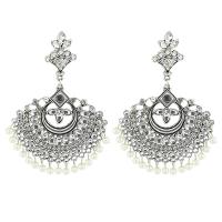 Zinc Alloy Rhinestone Drop Earring, with Plastic Pearl, plated, vintage & fashion jewelry & for woman & with rhinestone 80mm 