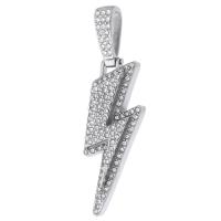 Rhinestone Stainless Steel Pendants, 316 Stainless Steel, Lightning Symbol, polished, fashion jewelry & DIY & Unisex & with rhinestone, original color Approx 4mm 