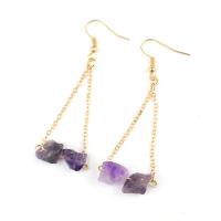 Gemstone Drop Earring, Natural Stone, with Brass, gold color plated & for woman 