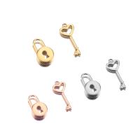 Stainless Steel Key Pendants, 304 Stainless Steel, Lock and Key, Vacuum Ion Plating, Unisex Approx 