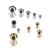 Edelstahl Perlen, 304 Edelstahl, rund, Vakuum-Ionen-Beschichtung, DIY & verschiedene Größen vorhanden, keine, ca. 100PCs/Tasche, verkauft von Tasche
